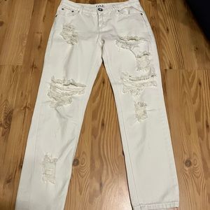One By One Teaspoon Jeans Awesome Baggies  Sz 25 White Distressed